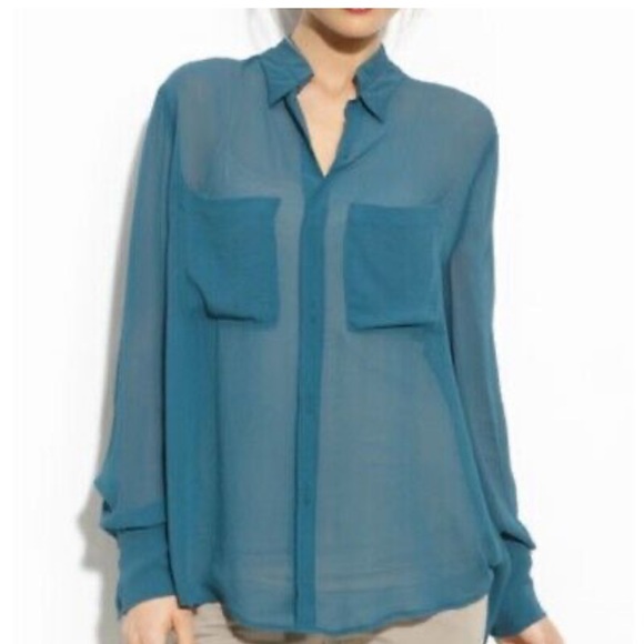 BCBGMaxAzria EMMA SILK CHIFFON BLOUSE SIL1I915 - Picture 1 of 6